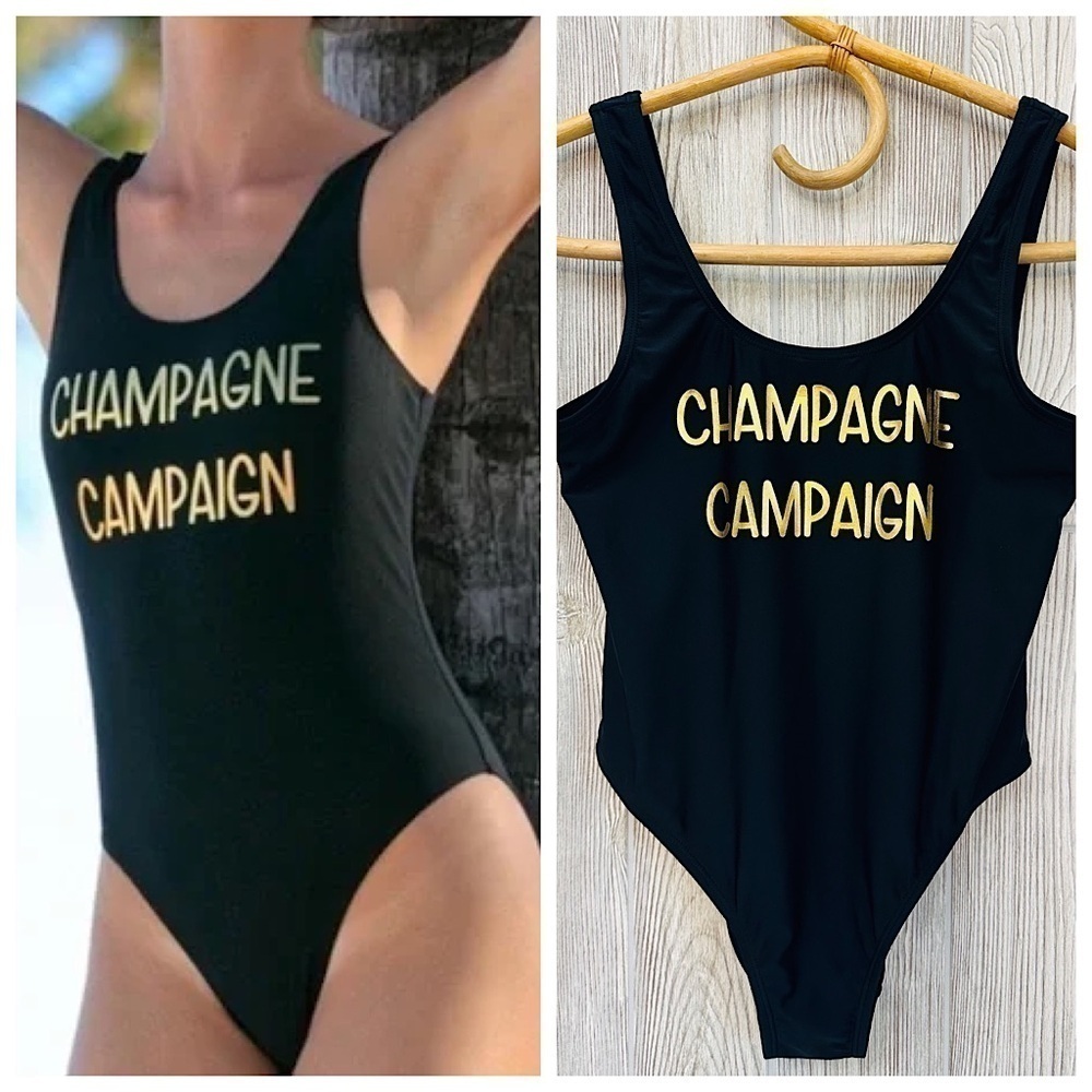 NEW! CABANA DEL SOL Champagne Campaign One Piece Swimsuit Womens Size Medium
